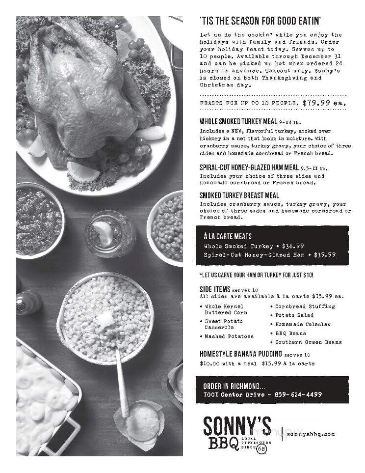 Sonny's Real Pit Bar-B-Q - Richmond, KY menu_pic