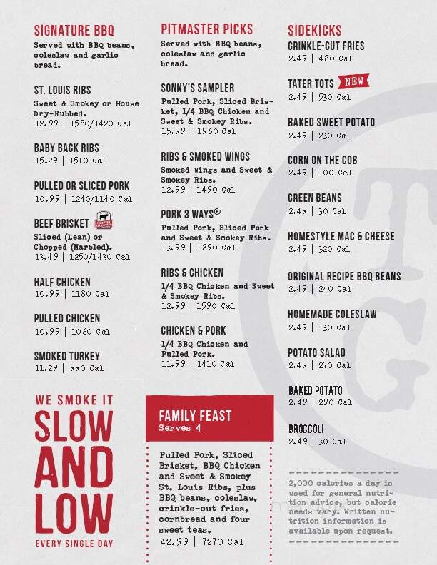 Sonny's Real Pit Bar-B-Q - Richmond, KY menu_pic