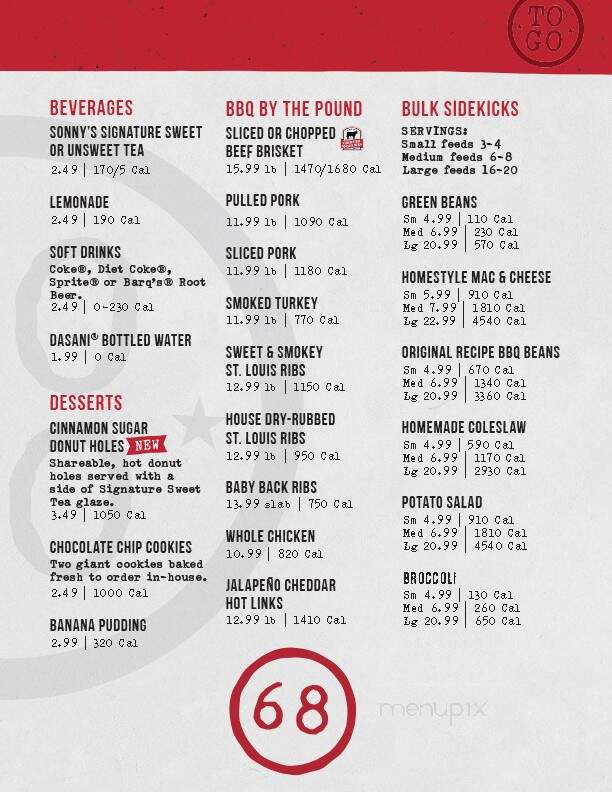 Sonny's Real Pit Bar-B-Q - Richmond, KY menu_pic