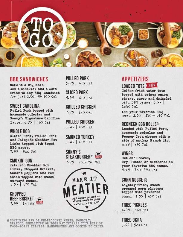 Sonny's Real Pit Bar-B-Q - Richmond, KY menu_pic