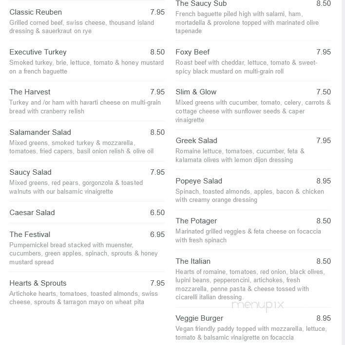 Saucy Salamander Cafe - Annapolis, MD menu_pic
