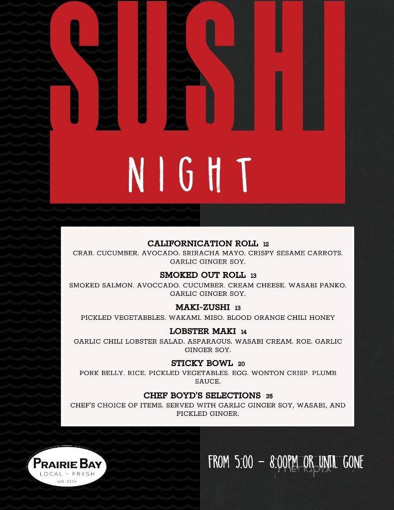 Prairie Bay - Brainerd, MN menu_pic