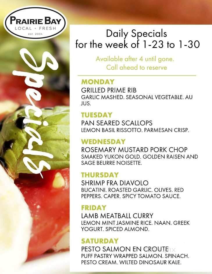 Prairie Bay - Brainerd, MN menu_pic