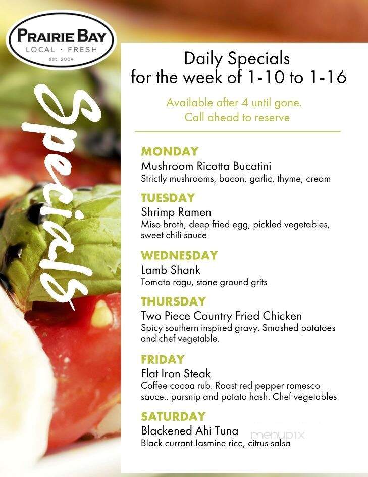 Prairie Bay - Brainerd, MN menu_pic