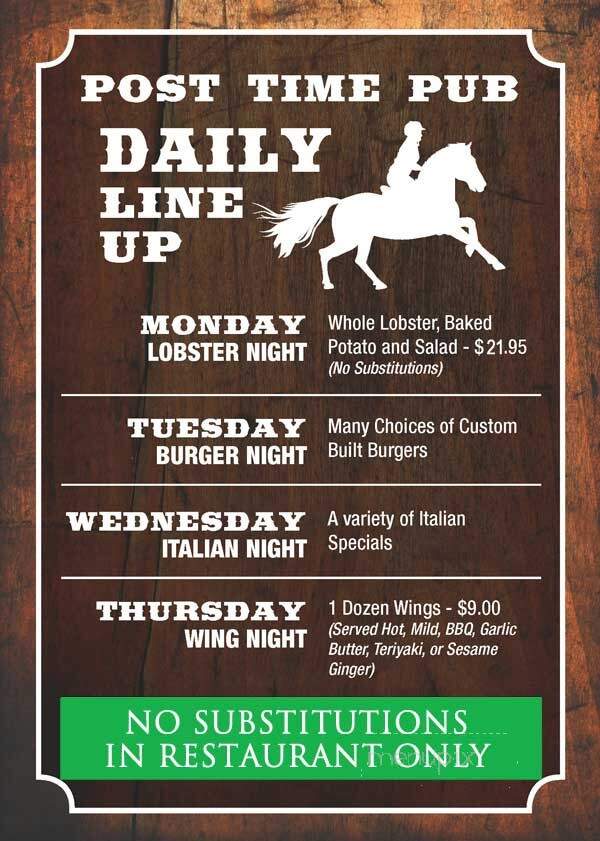 Post Time Pub - Blairstown, NJ menu_pic