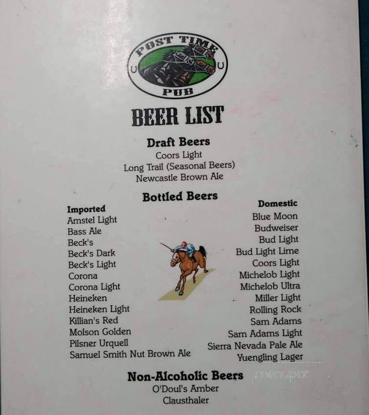 Post Time Pub - Blairstown, NJ menu_pic