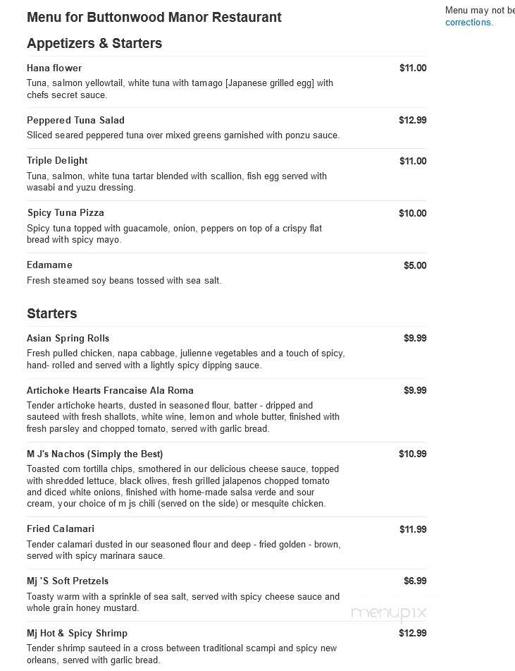 Buttonwood Manor - Matawan, NJ menu_pic