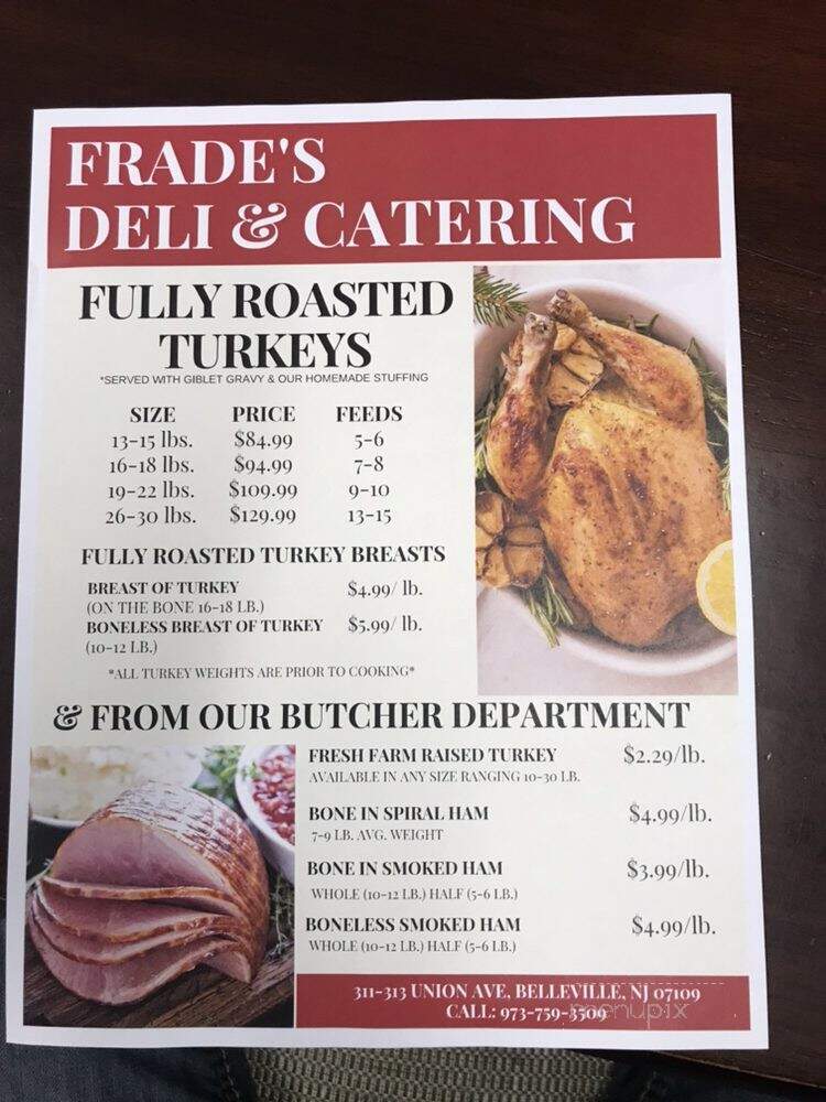 Frade's Deli - Belleville, NJ menu_pic