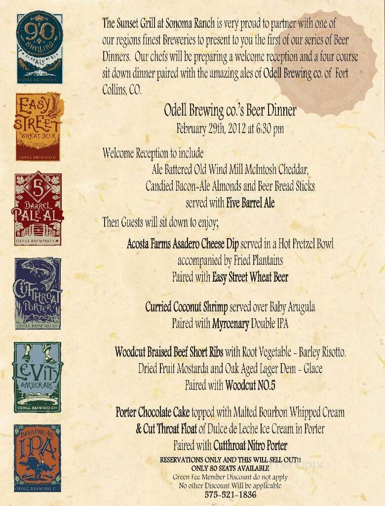 Sunset Grill - Las Cruces, NM menu_pic