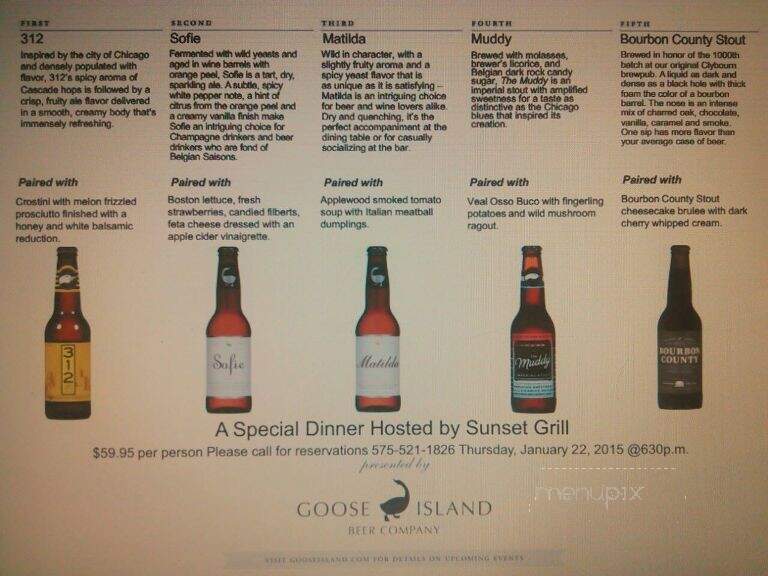 Sunset Grill - Las Cruces, NM menu_pic