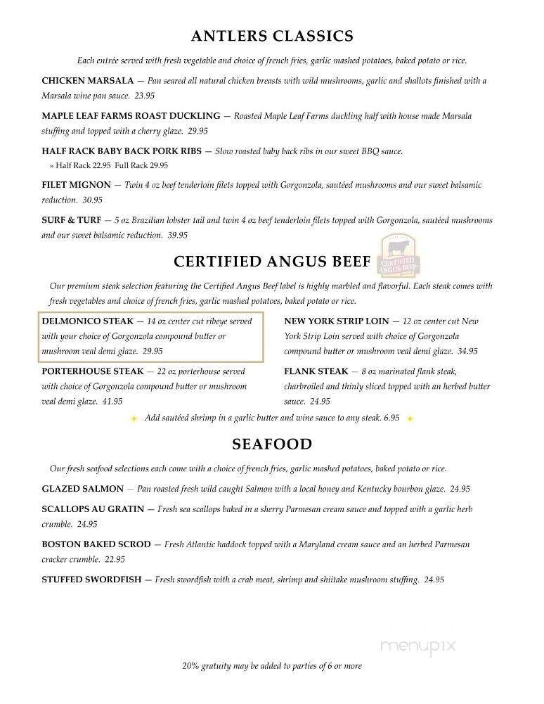Antlers - Ithaca, NY menu_pic
