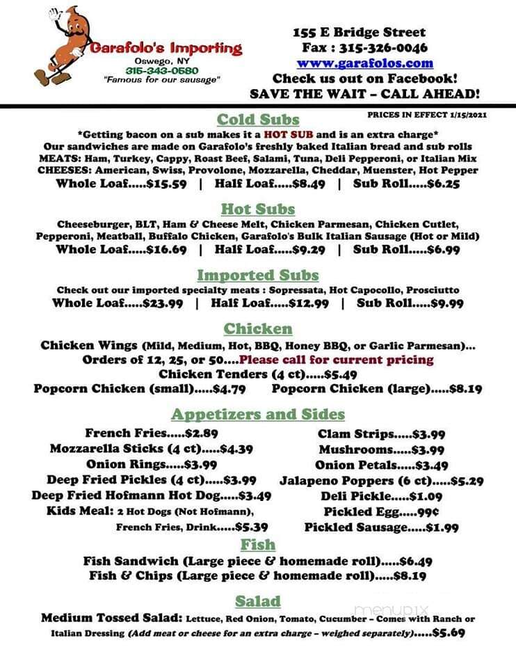 Garafolo House Of Sausage - Oswego, NY menu_pic