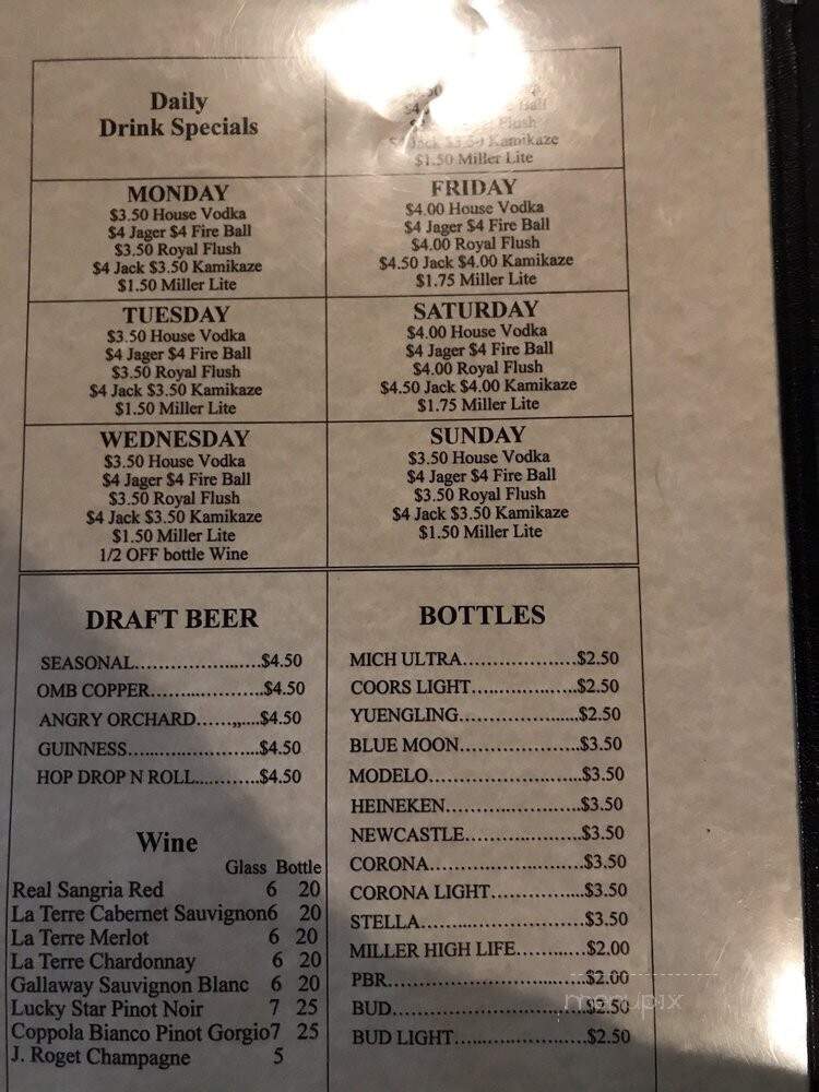 Hef's Bar & Grill Restaurant - Charlotte, NC menu_pic