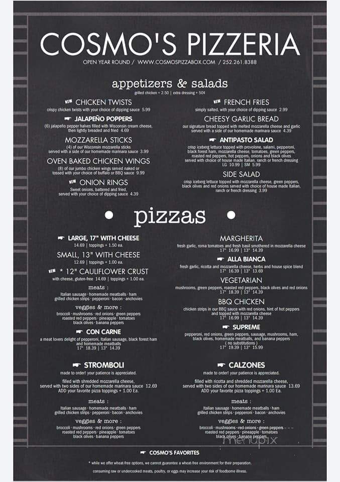 Cosmo's Pizzeria - Southern Shores, NC menu_pic