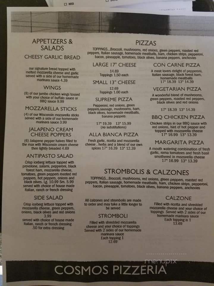 Cosmo's Pizzeria - Southern Shores, NC menu_pic