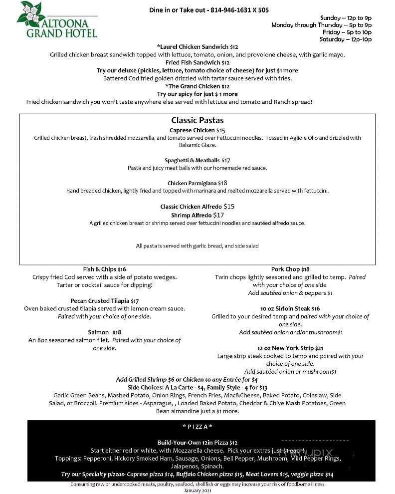 Altoona Hotel Restaurant - Altoona, PA menu_pic