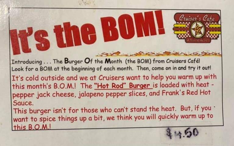 Cruisers Cafe - Mount Pleasant Mills, PA menu_pic