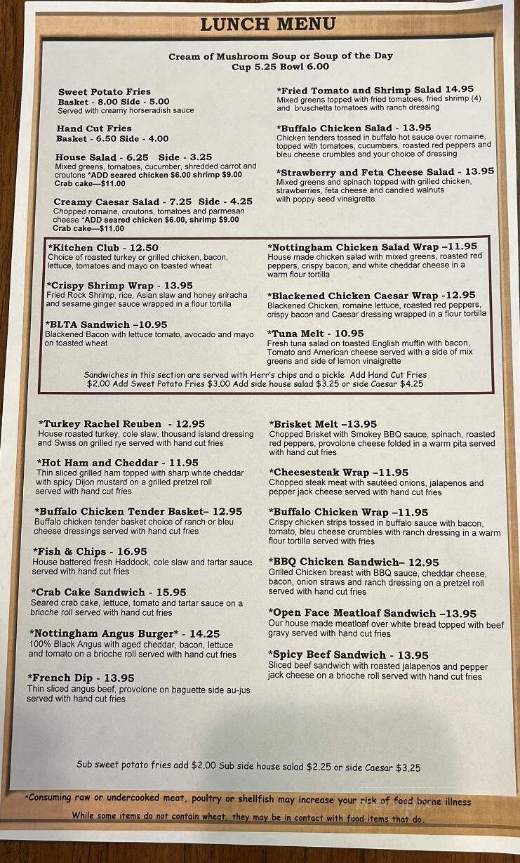 Nottingham Inn - Nottingham, PA menu_pic