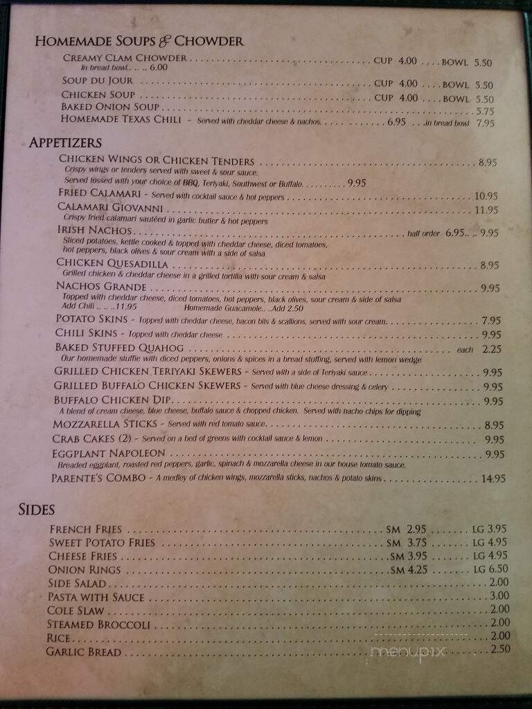Parente's Restaurant - Smithfield, RI menu_pic