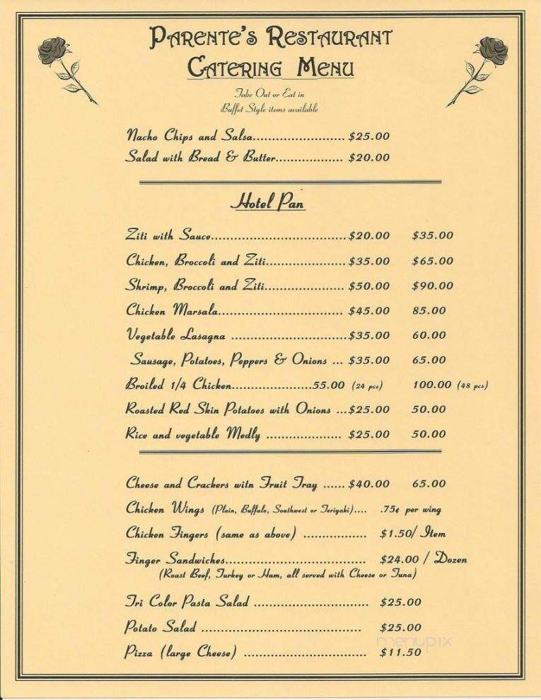 Parente's Restaurant - Smithfield, RI menu_pic