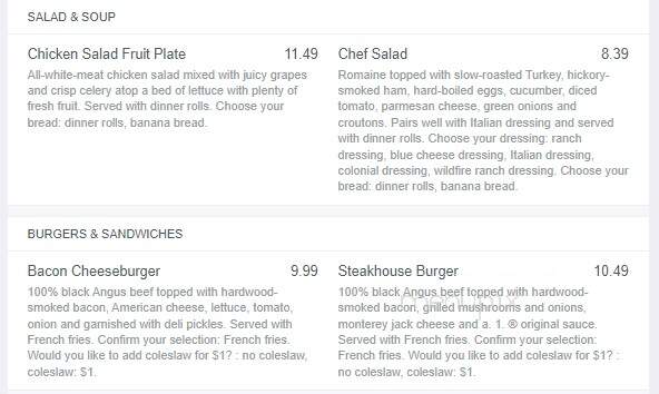 Bob Evans Restaurant - Johnson City, TN menu_pic