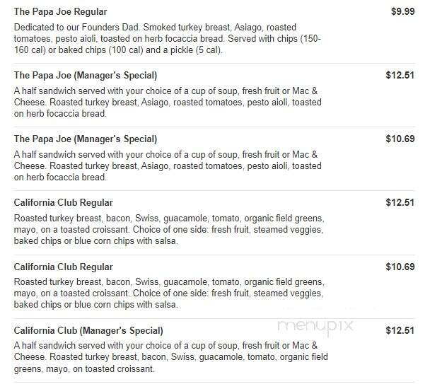 Jason's Deli - Mckinney, TX menu_pic