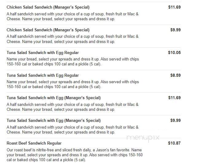Jason's Deli - Mckinney, TX menu_pic