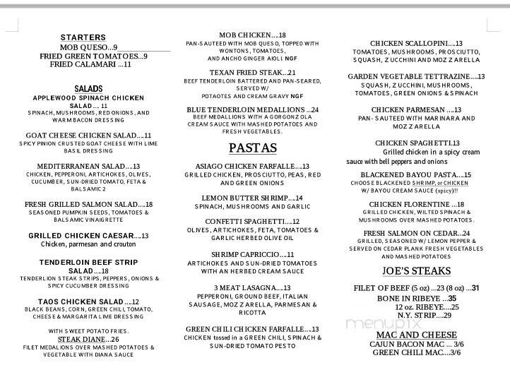 Macaroni Joe's Restaurant - Amarillo, TX menu_pic