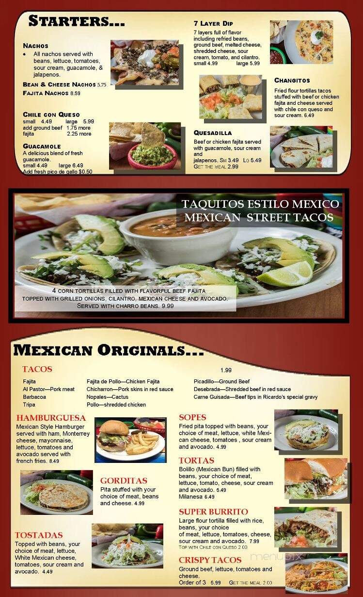Ricardo's Mexican Grill - Baytown, TX menu_pic