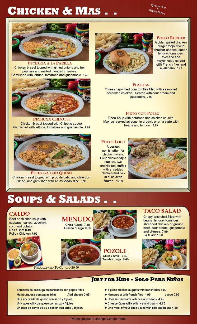 Ricardo's Mexican Grill - Baytown, TX menu_pic