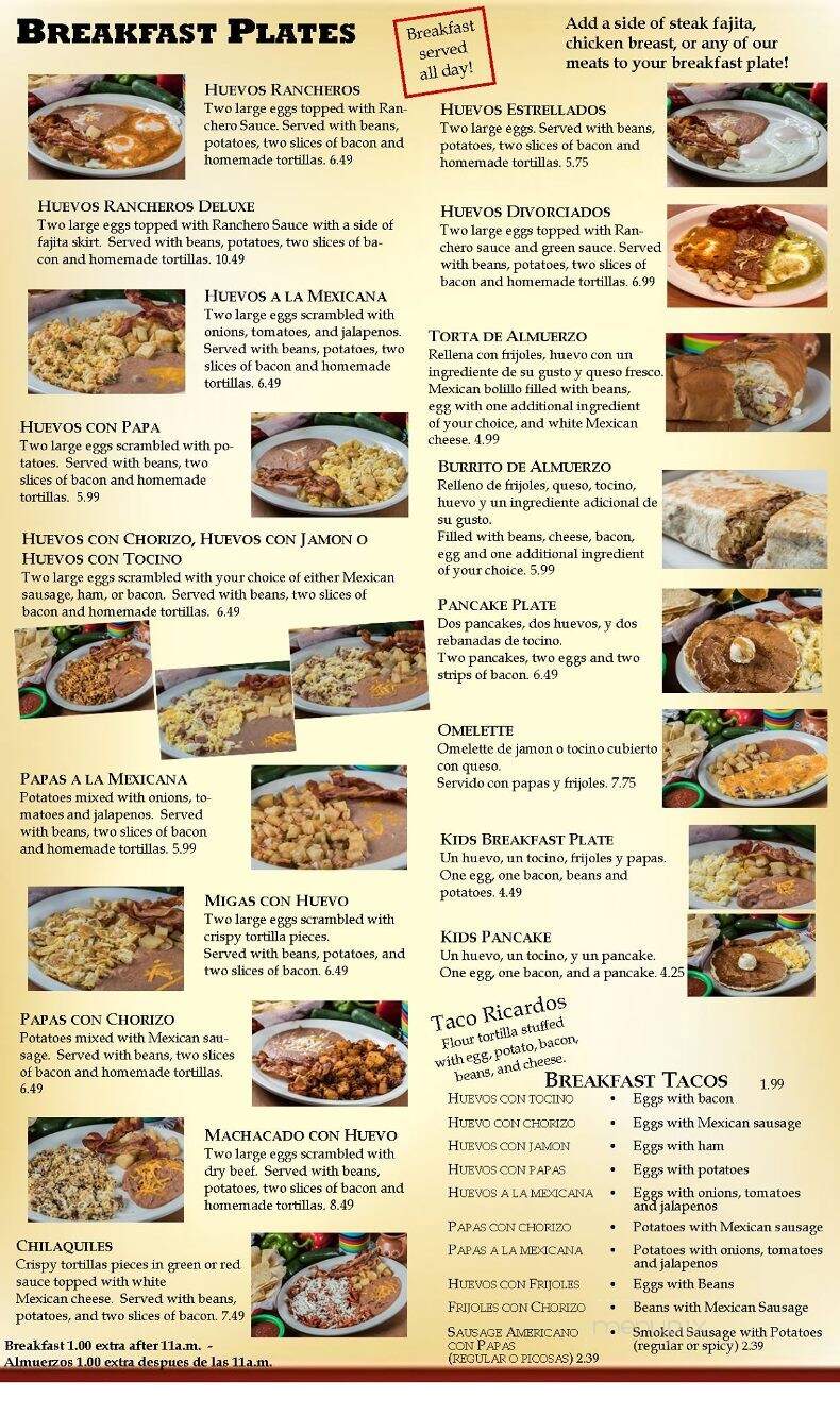 Ricardo's Mexican Grill - Baytown, TX menu_pic