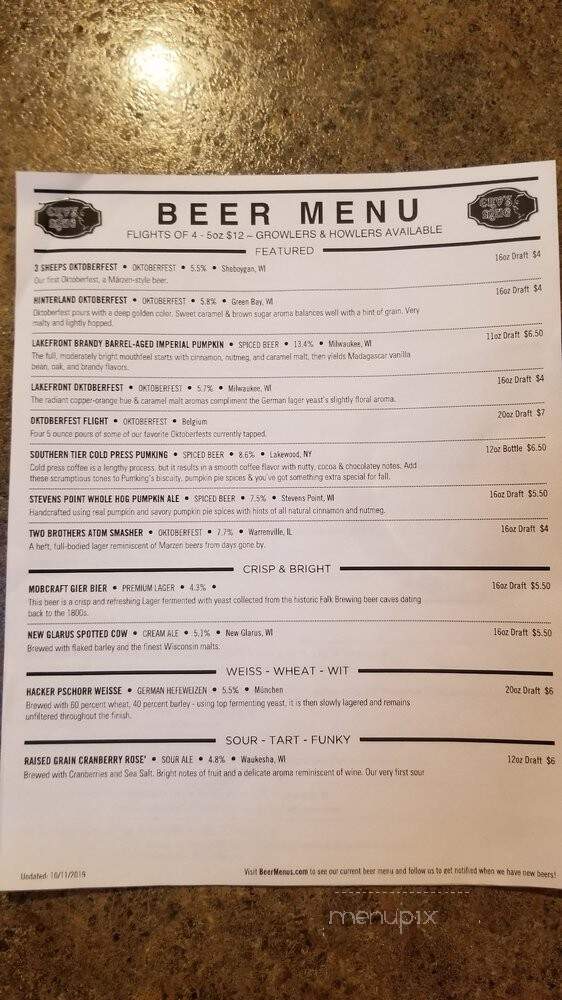 Erv's Mug - Oak Creek, WI menu_pic