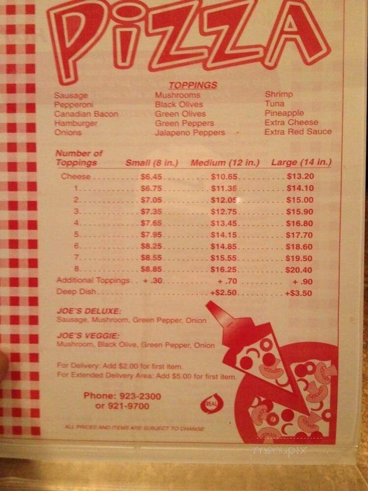 Joe's Fox Hut - Fond Du Lac, WI menu_pic