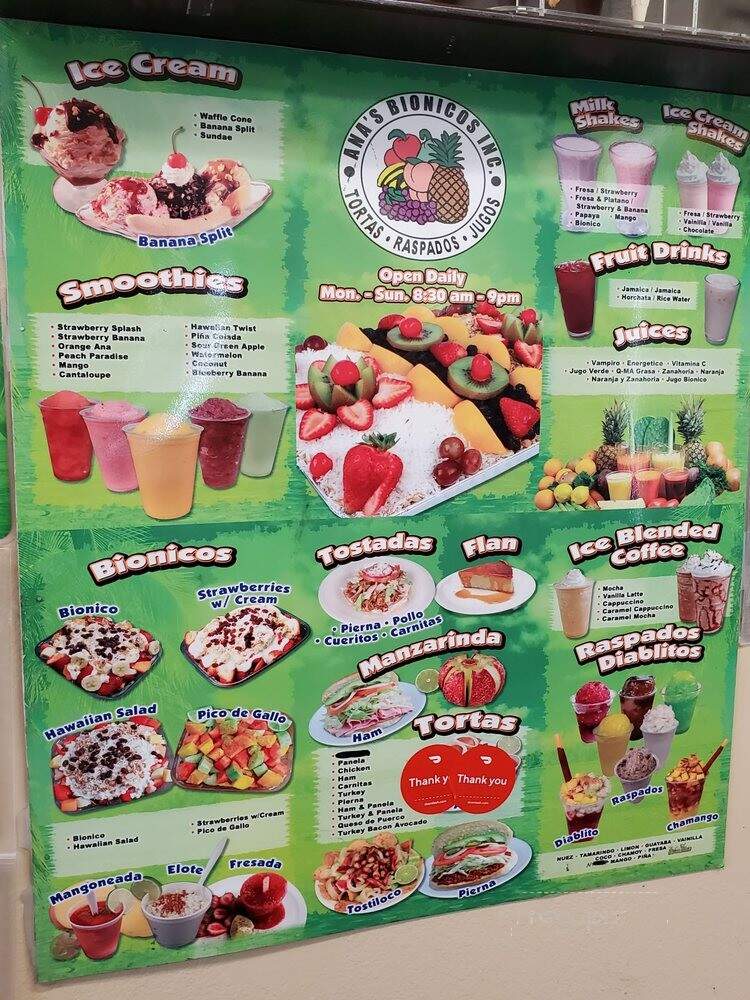 Ana's Bionicos - Norwalk, CA menu_pic