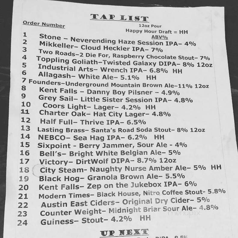 Bleachers - Bristol, CT menu_pic