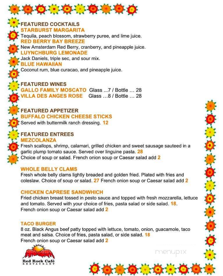 Red Rock Pizza & Cafe - Storrs-Mansfield, CT menu_pic