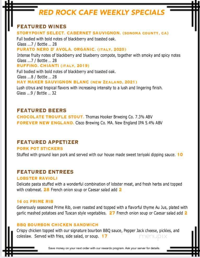 Red Rock Pizza & Cafe - Storrs-Mansfield, CT menu_pic