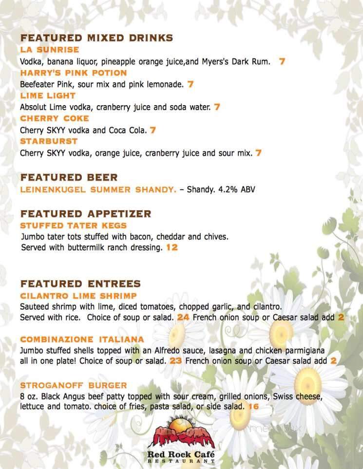 Red Rock Pizza & Cafe - Storrs-Mansfield, CT menu_pic