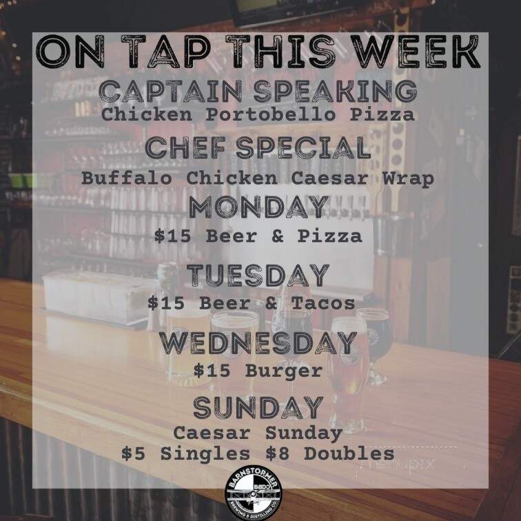 Barnstormer Brewing & Distilling - Barrie, ON menu_pic
