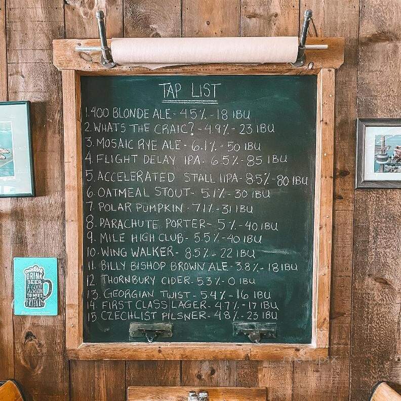 Barnstormer Brewing & Distilling - Barrie, ON menu_pic