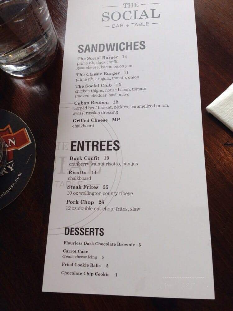 The Social - Port Hope, ON menu_pic