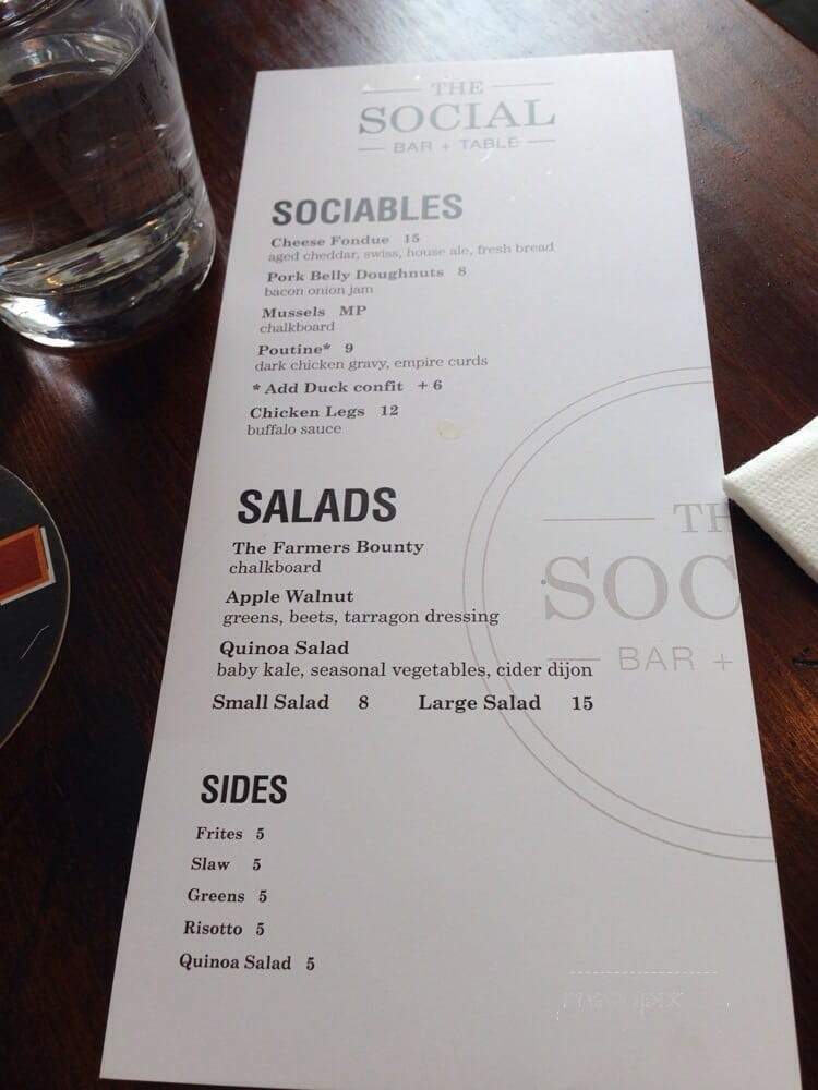 The Social - Port Hope, ON menu_pic