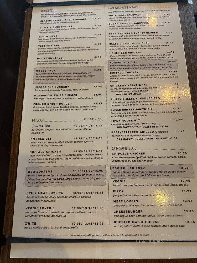 Tipsy Moose Tap & Tavern - Latham, NY menu_pic