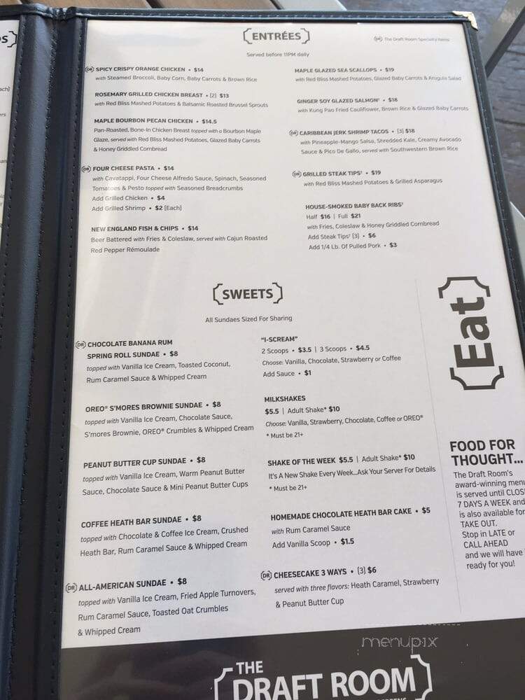 The Draft Room at Kings - Franklin, TN menu_pic