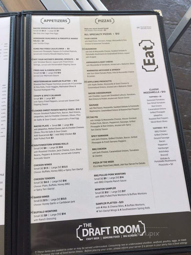 The Draft Room at Kings - Franklin, TN menu_pic