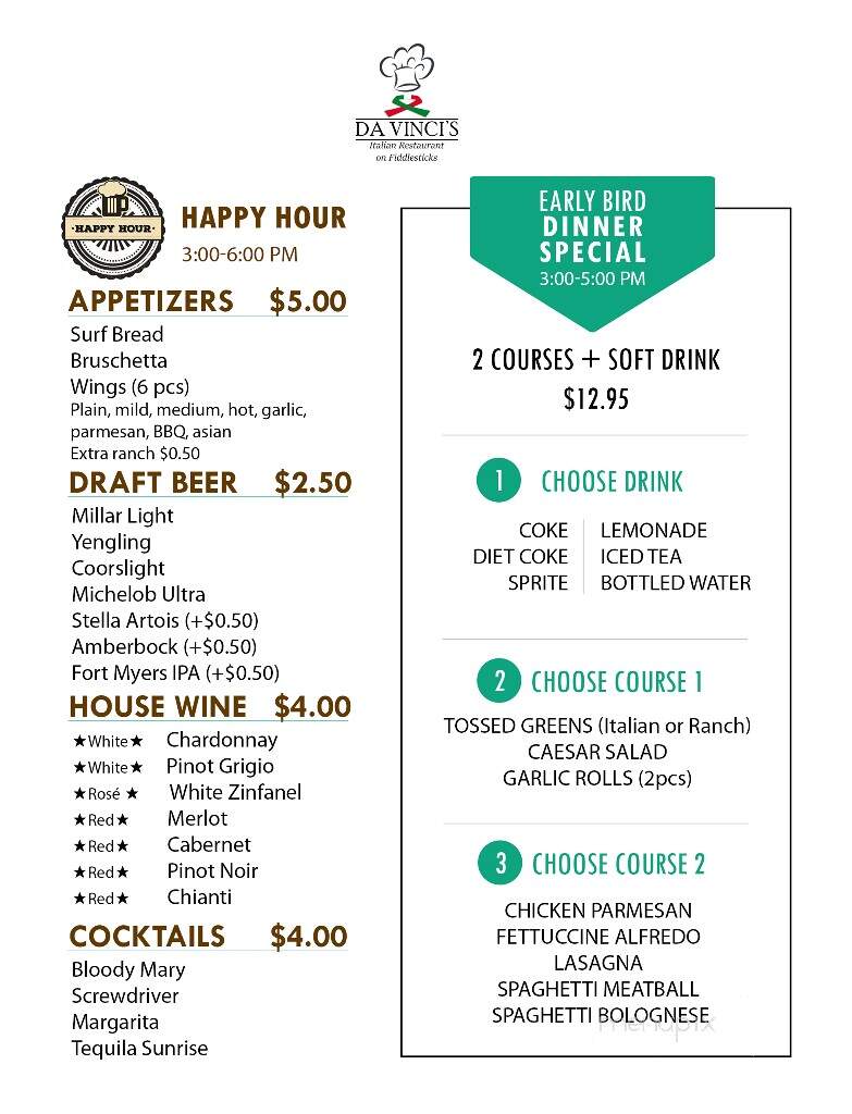 Da Vinci's Italian & Pizza Restaurant - Fort Myers, FL menu_pic