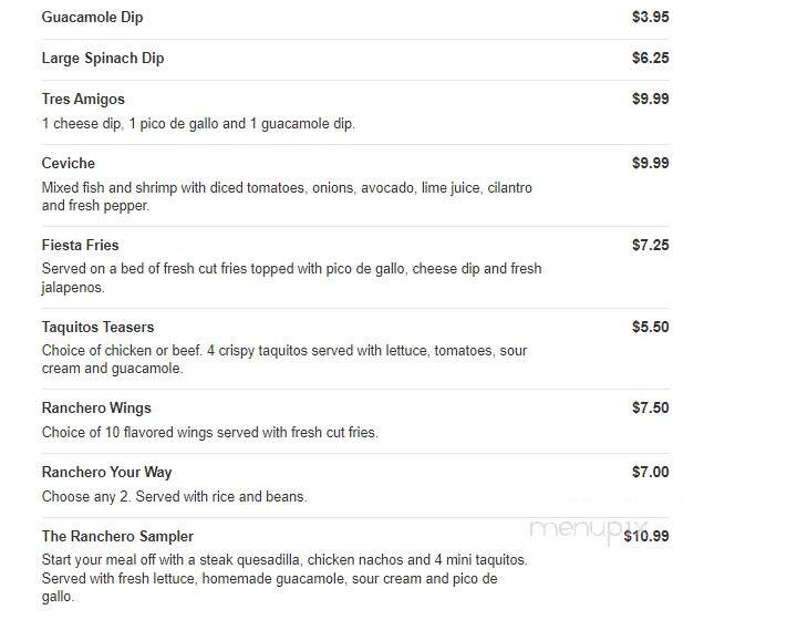 Ranchero - Hampton, GA menu_pic