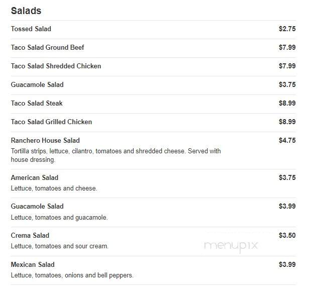 Ranchero - Hampton, GA menu_pic