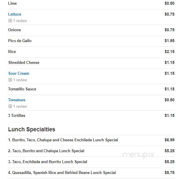 Ranchero - Hampton, GA menu_pic
