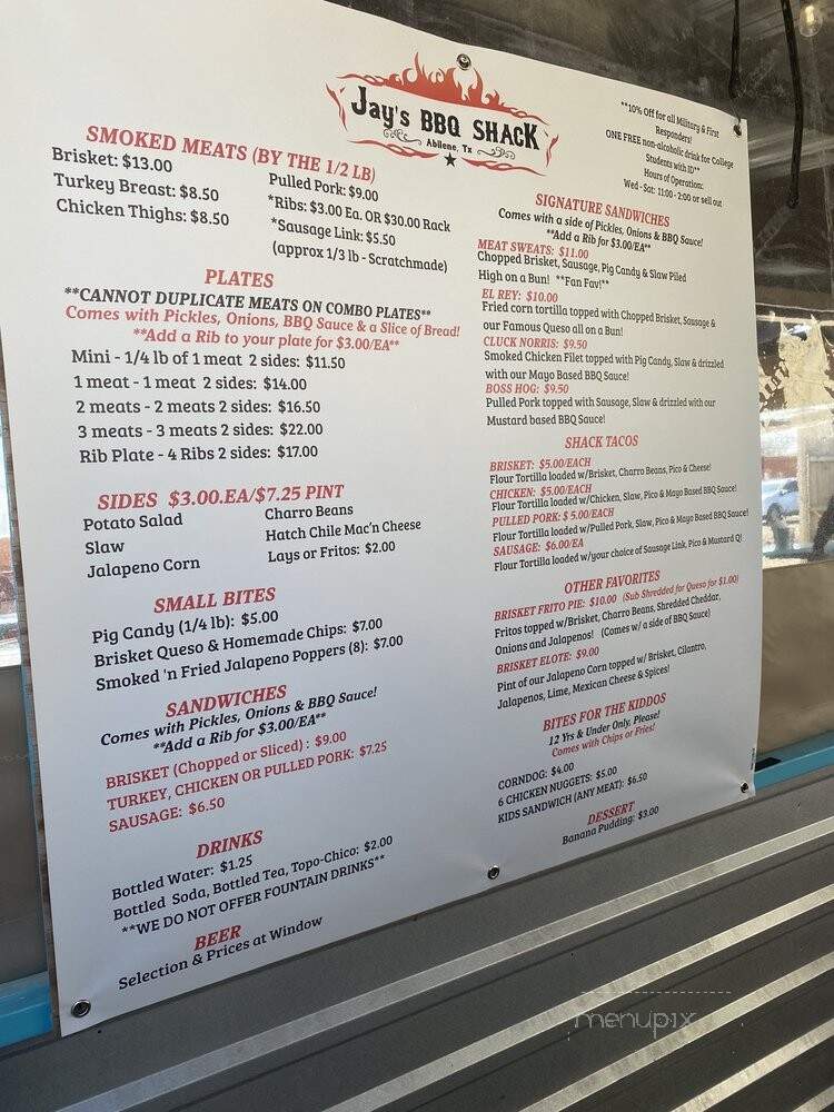 Jays BBQ Shack - Abilene, TX menu_pic